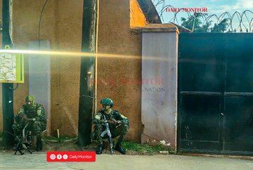 Millitary surrounding daily monitor premisses in Namuwongo, Kampala, on Sunday