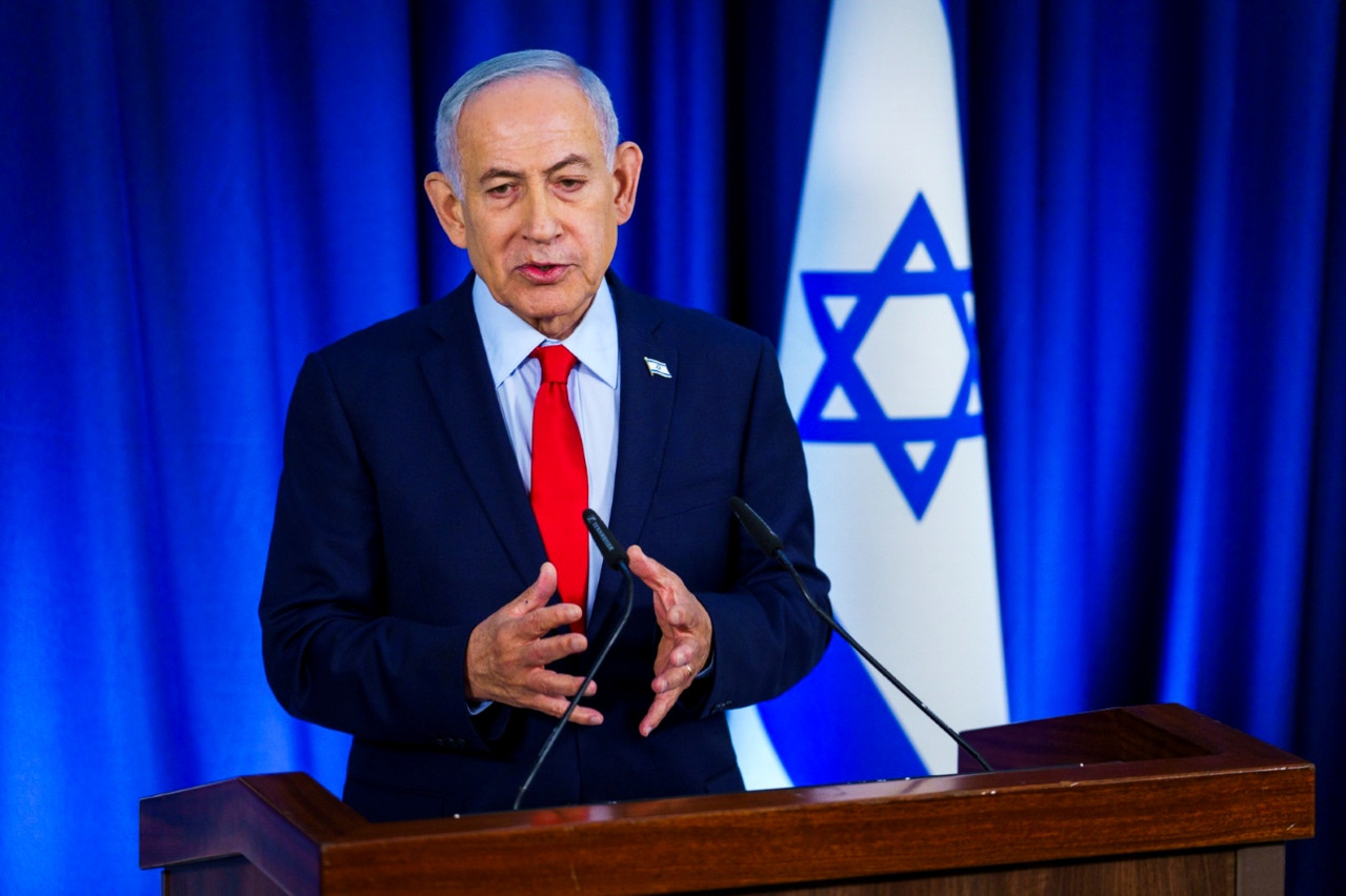 Prime Minister Benjamin Netanyahu addressing JNS International Policy Summit