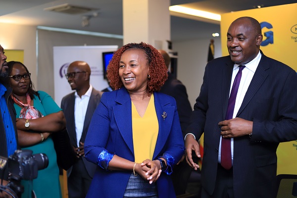 Picture moment: MTN Uganda’s Chief Executive Officer, Sylvia Mulinge (right), with the Minister of ICT and National Guidance