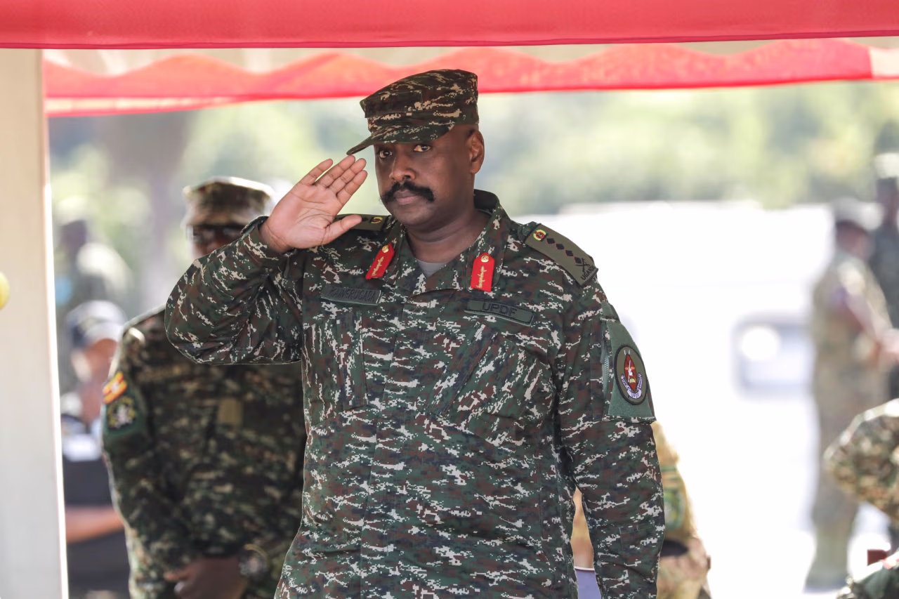 Gen. Muhoozi Kainerugaba, who doule as Uganda's Cheif of Defence Forces (CDF) and Chairperson Partriotic League Of Uganda PLU